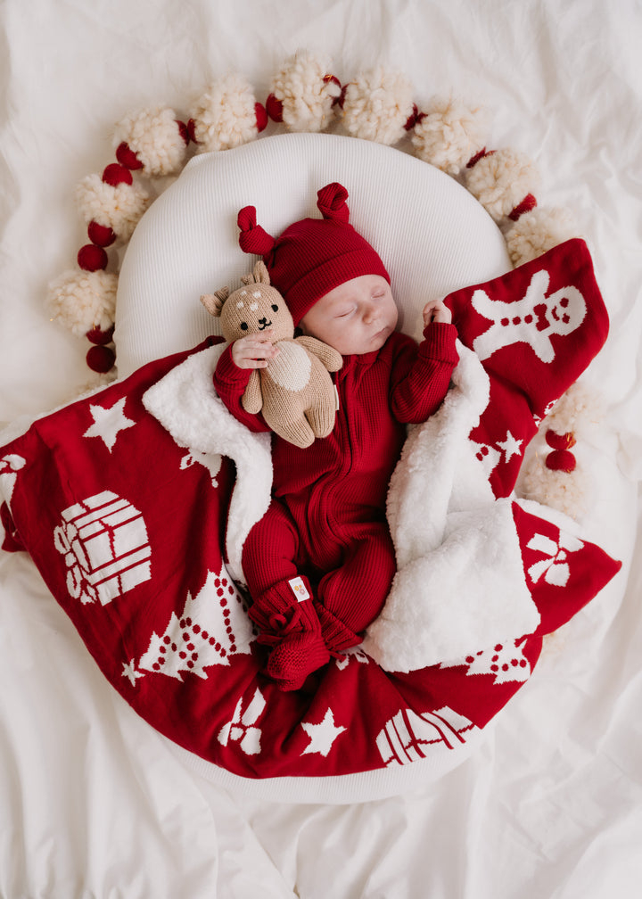 Knit Sherpa Blanket | Heirloom Christmas Rudolph