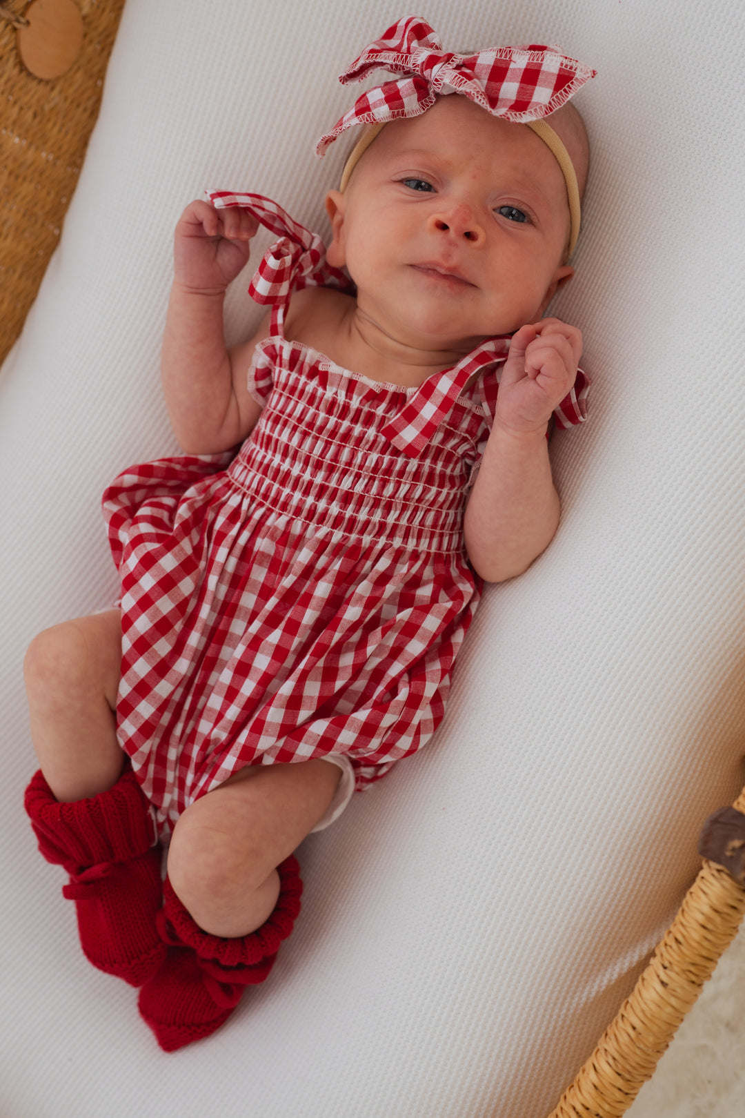 Tie Bubble Romper | Red Gingham