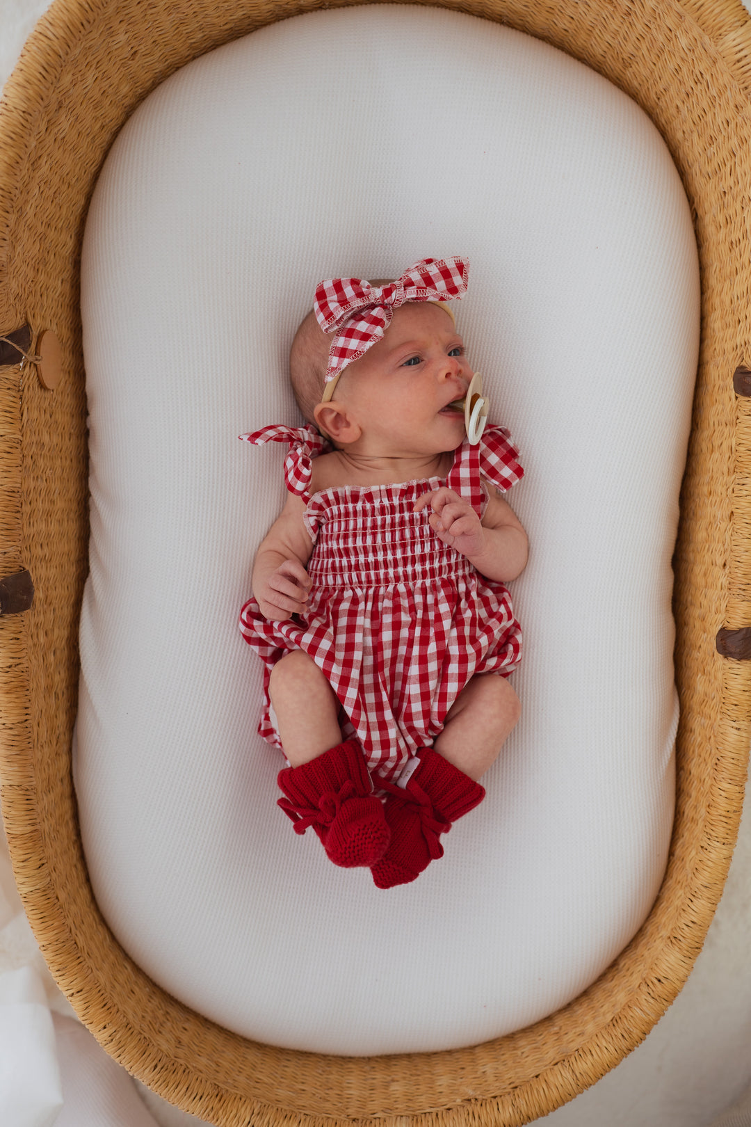 Tie Bubble Romper | Red Gingham