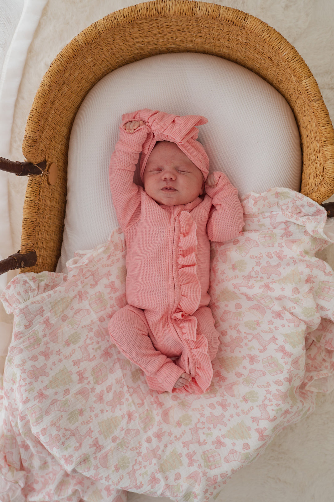 Frill Zip Romper | Peony Waffle