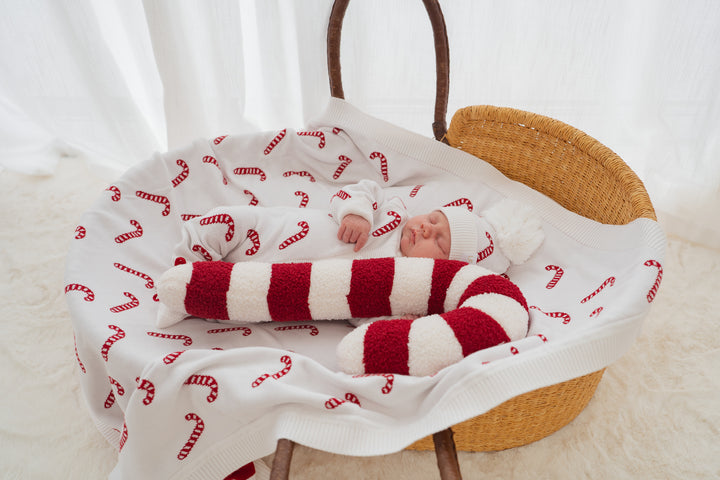 Knit Blanket | Classic Candy Cane