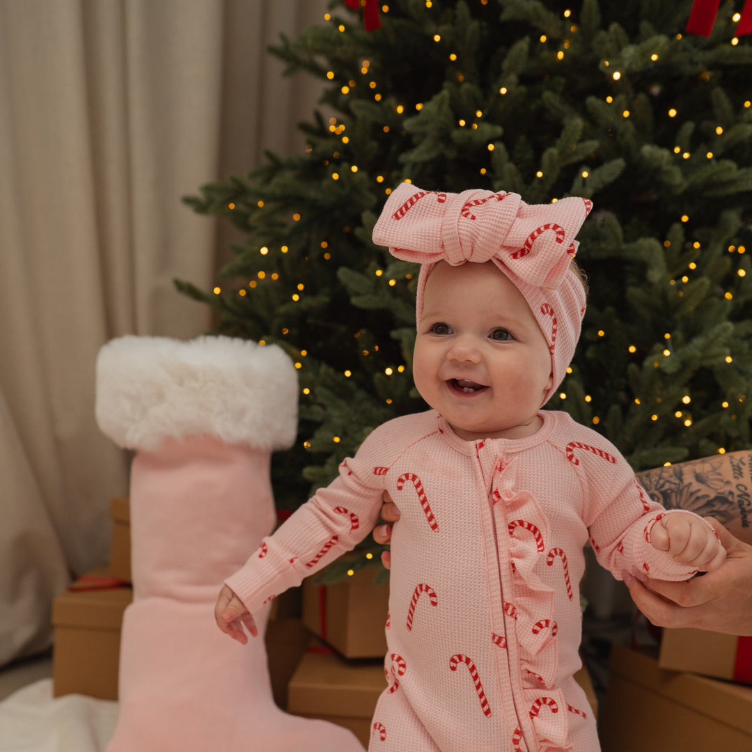 Oversized Topknot | Pink Candy Cane Waffle