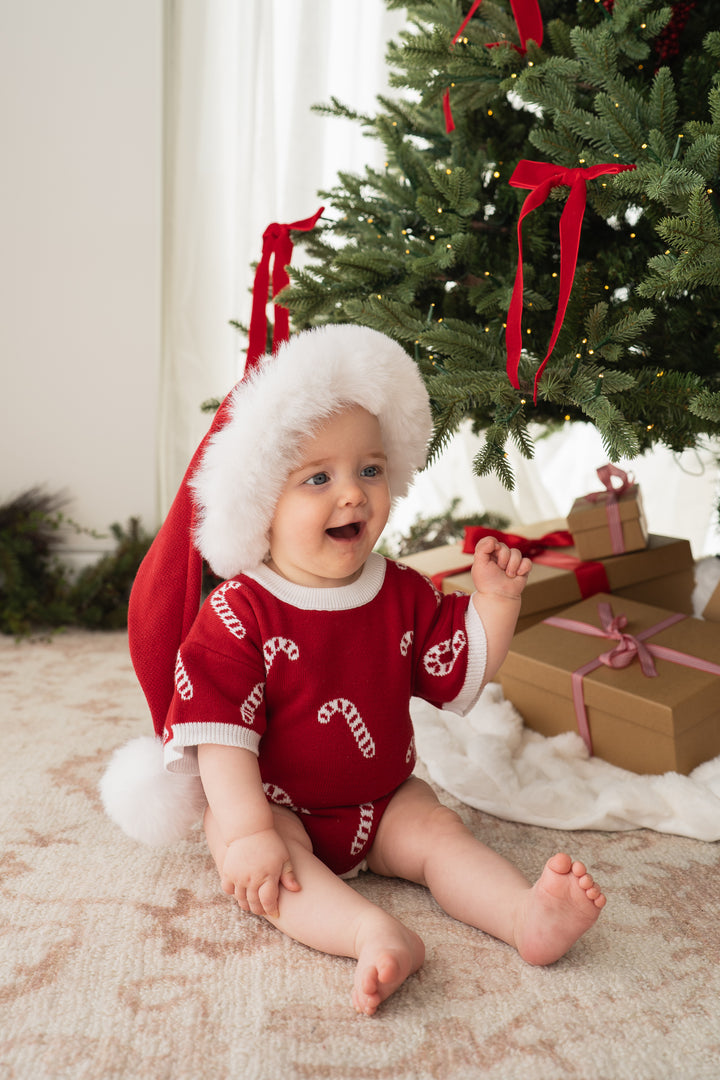 Knit T-Shirt Romper | Candy Canes | PRE-ORDER