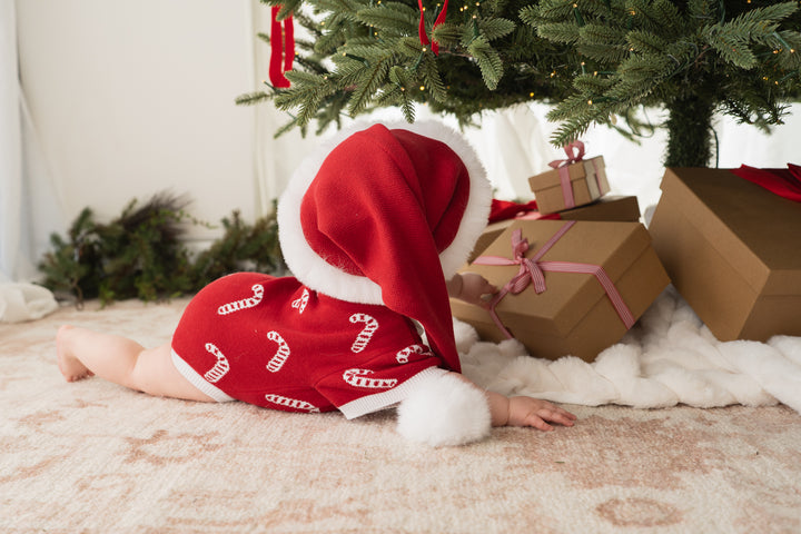 Knit T-Shirt Romper | Candy Canes | PRE-ORDER