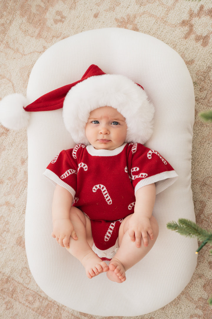 Knit T-Shirt Romper | Candy Canes | PRE-ORDER