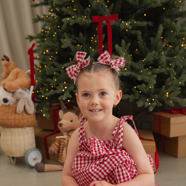 Twin Bow Clips | Red Gingham
