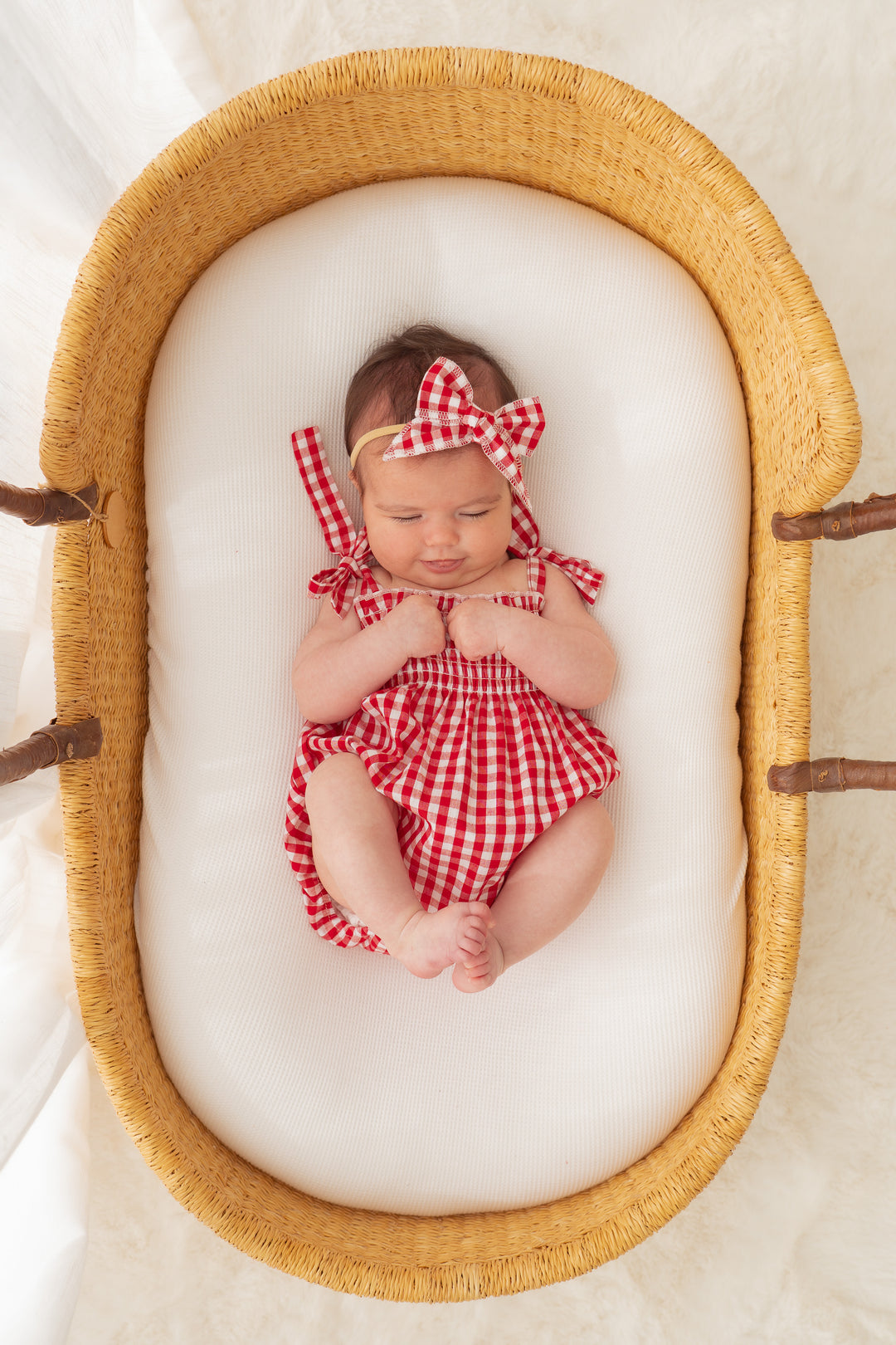 Tie Bubble Romper | Red Gingham