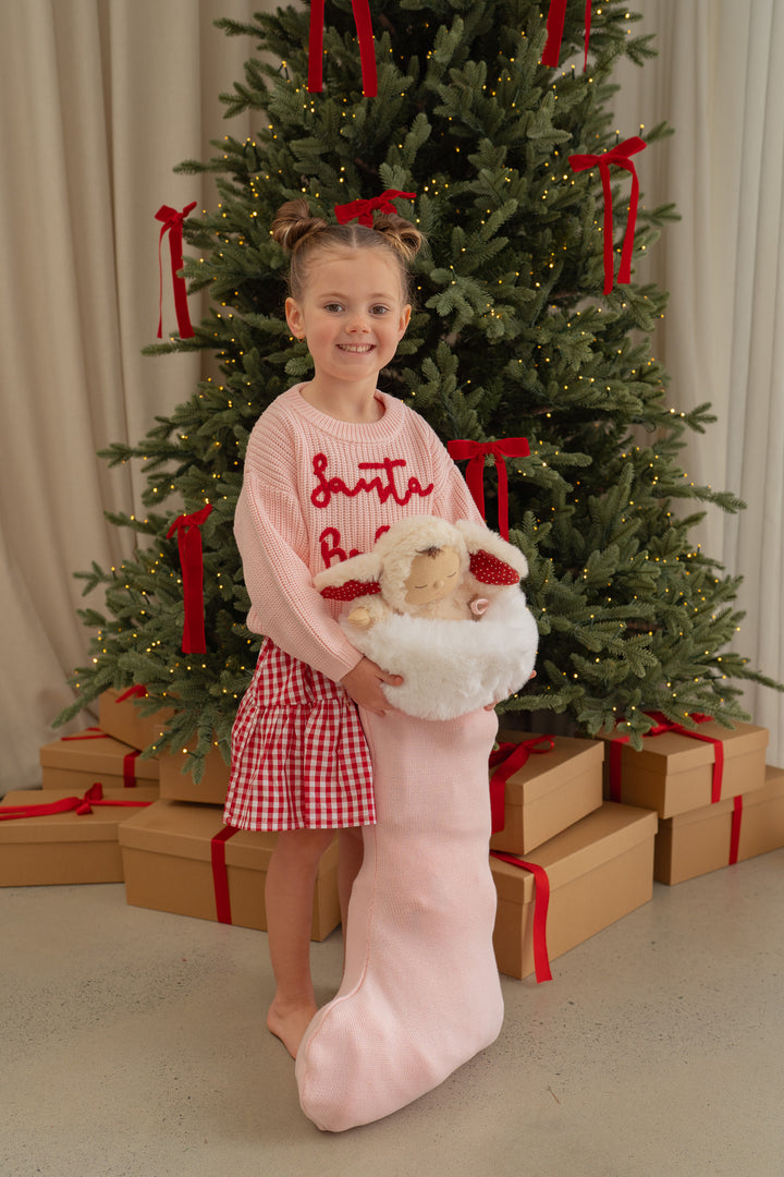Knit Santa Stocking | Baby Pink