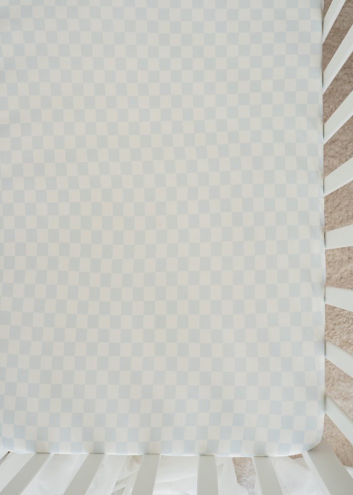 Cot Sheet | Blue Checker