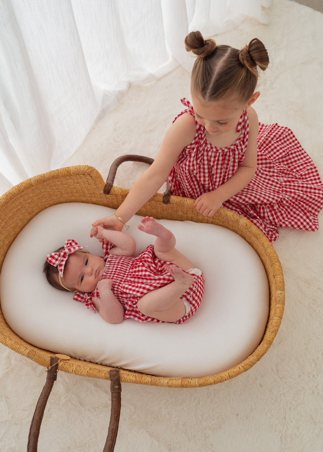 Tie Bubble Romper | Red Gingham