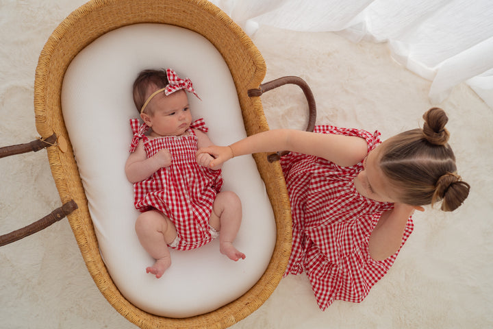 Tie Bubble Romper | Red Gingham