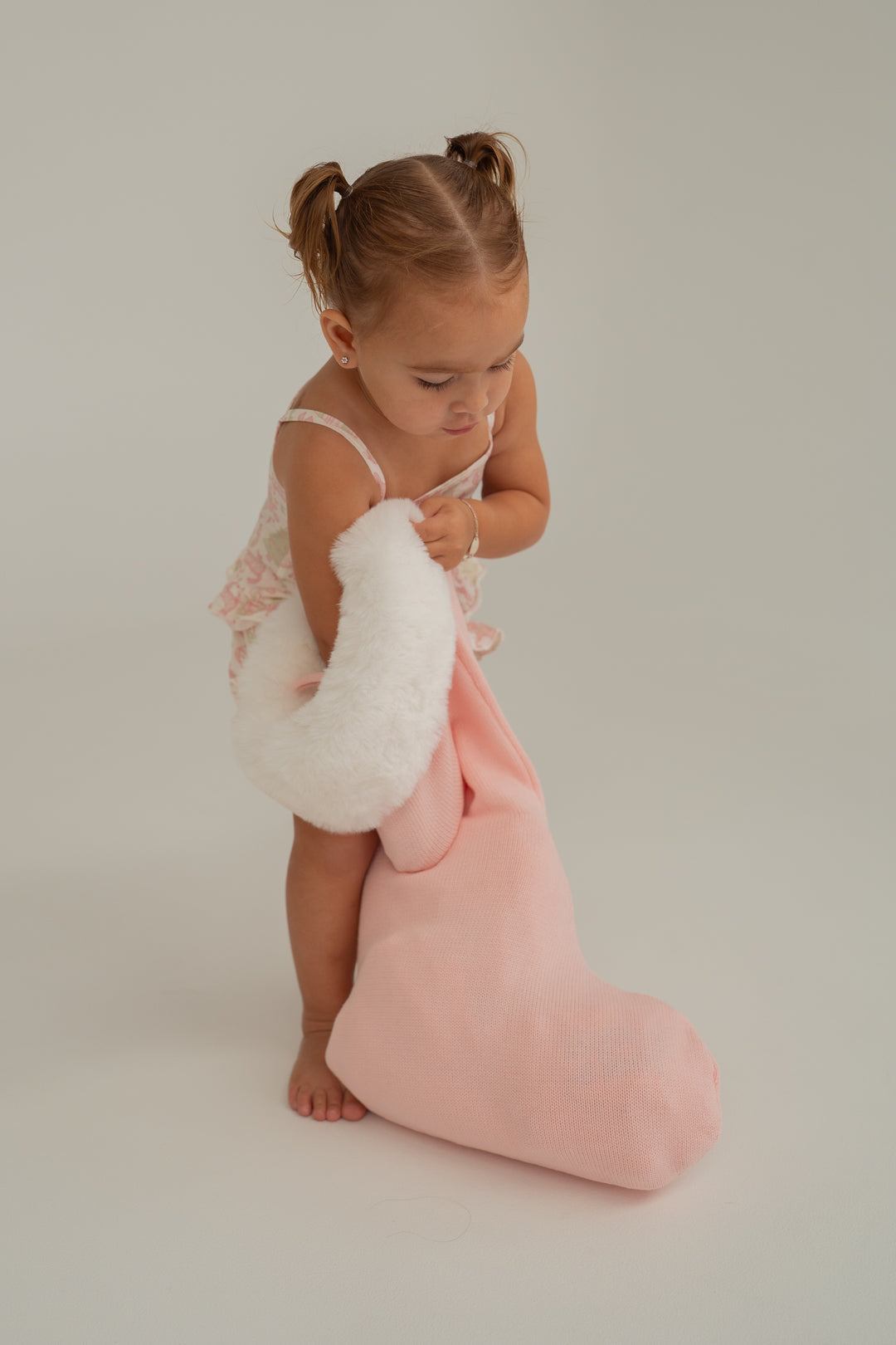 Knit Santa Stocking | Baby Pink