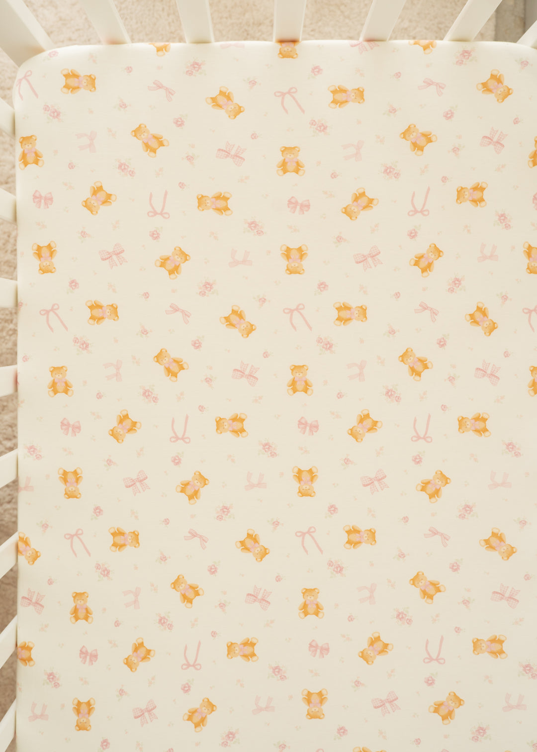 Cot Sheet | Pink Teddies