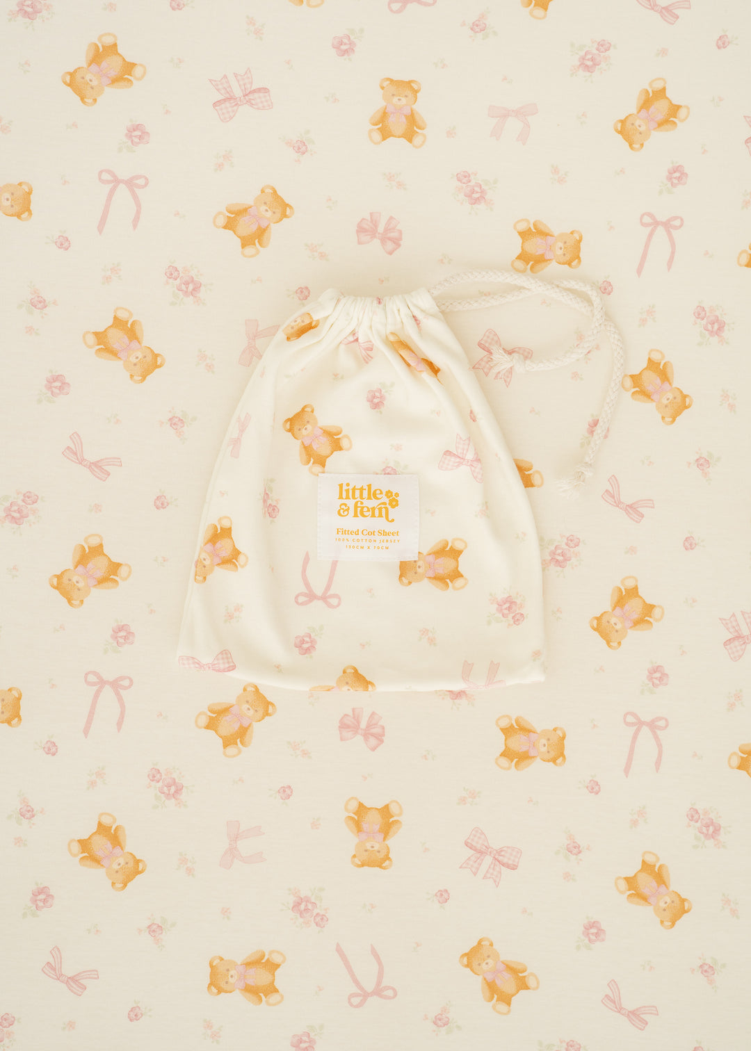 Cot Sheet | Pink Teddies