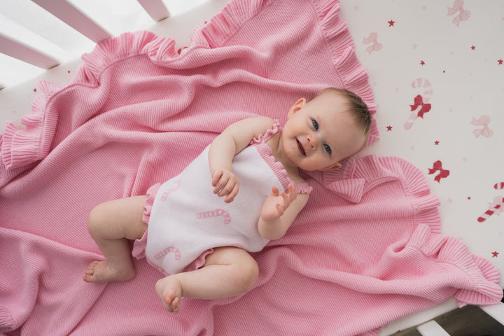 Knit Singlet Romper | Pink Candy Canes | PRE-ORDER