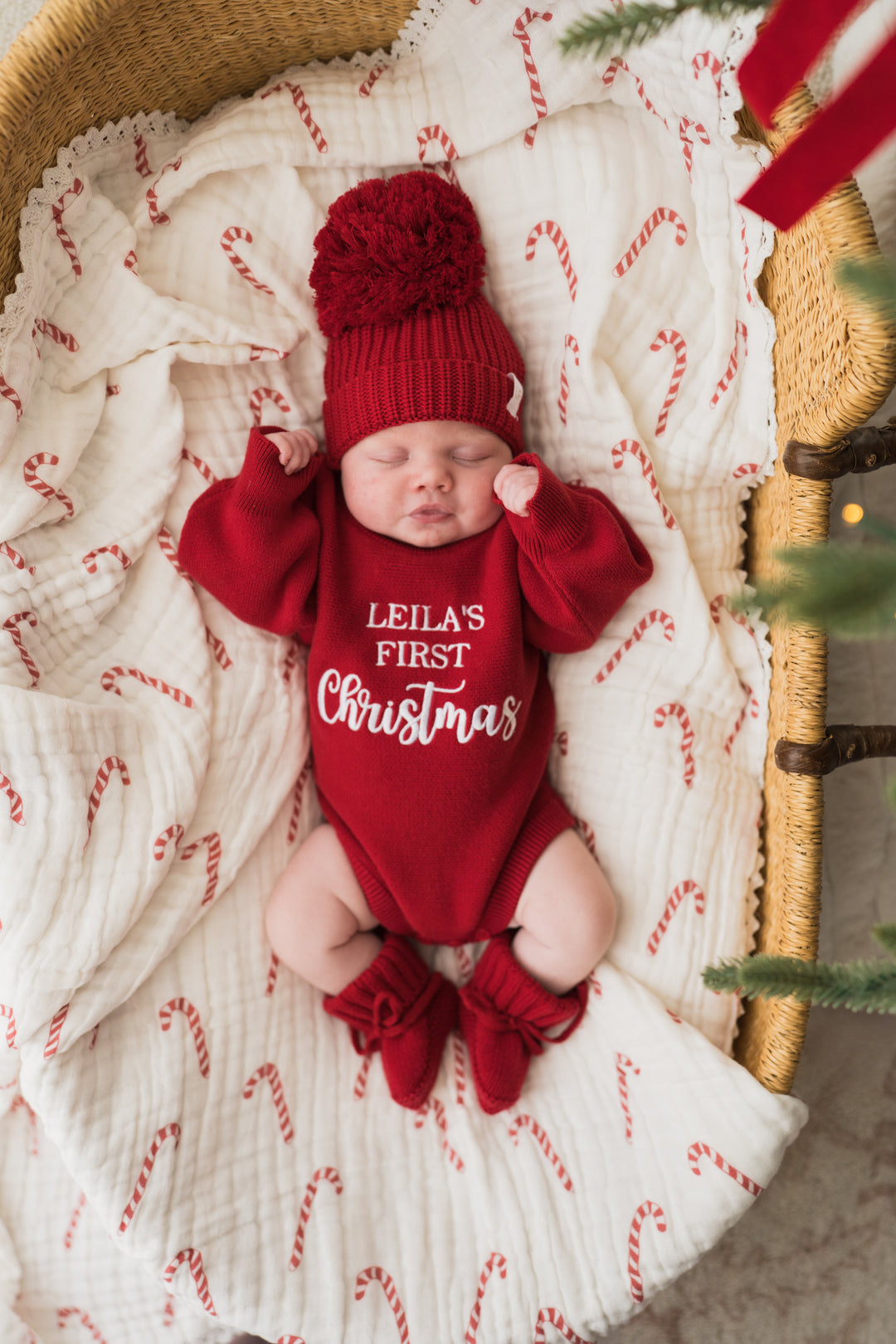 Gauze Lace Blanket | Classic Candy Canes | PRE-ORDER