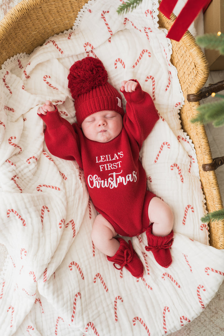 Gauze Lace Blanket | Classic Candy Canes | PRE-ORDER