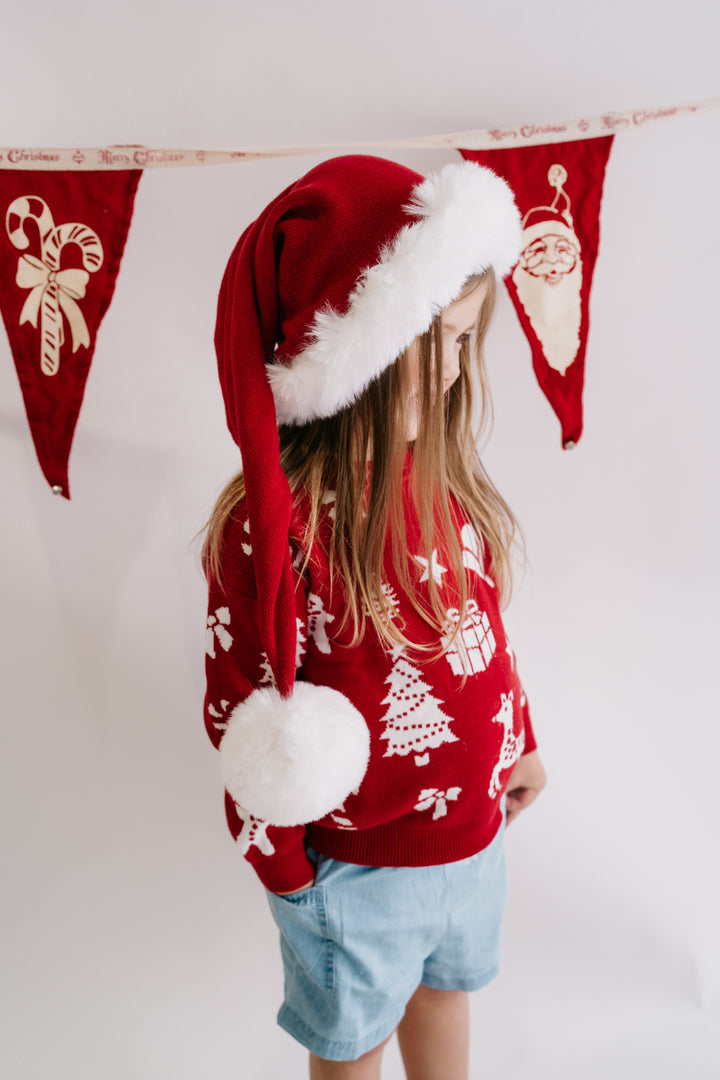 Knit Santa Hat | Rudolph Red *ADULT SIZE ONLY*