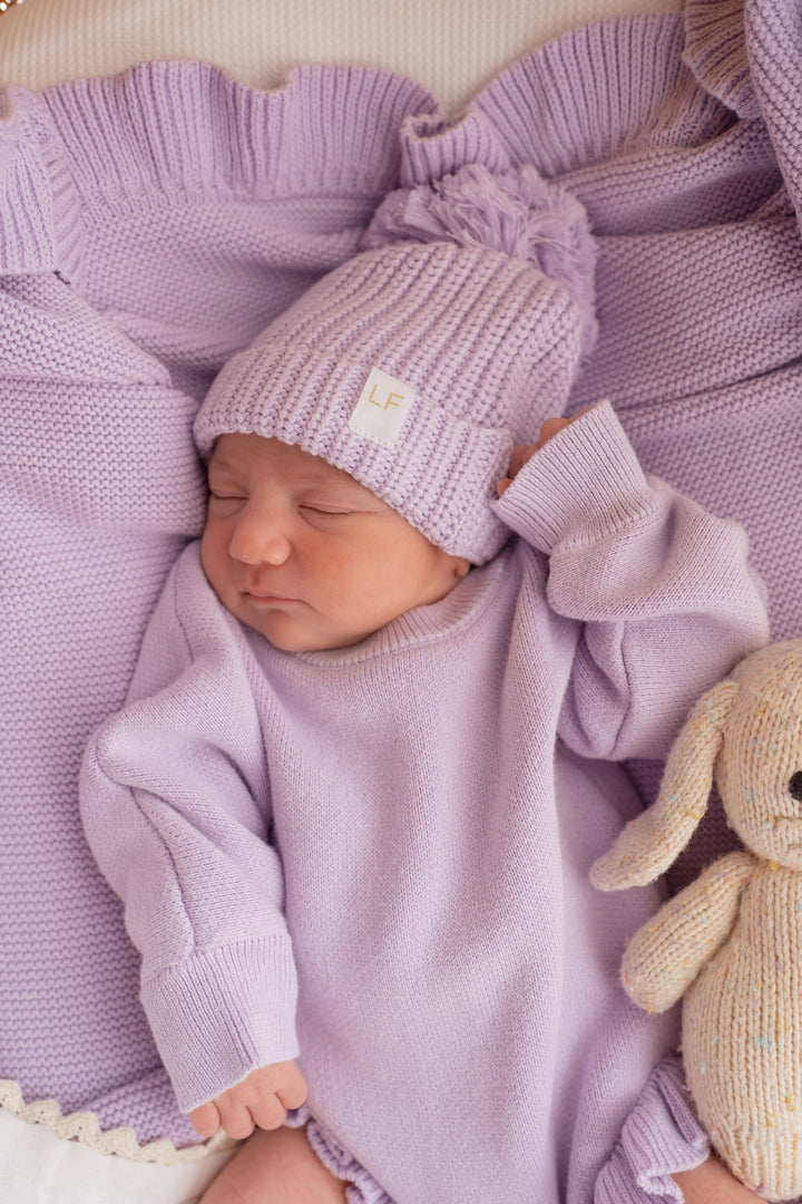 Frill Knit Blanket | Pastel Lilac