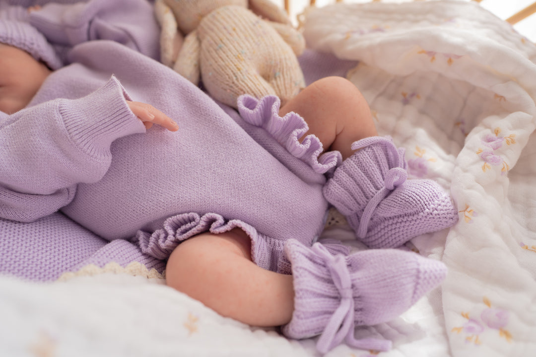 Frill Knit Romper | Pastel Lilac