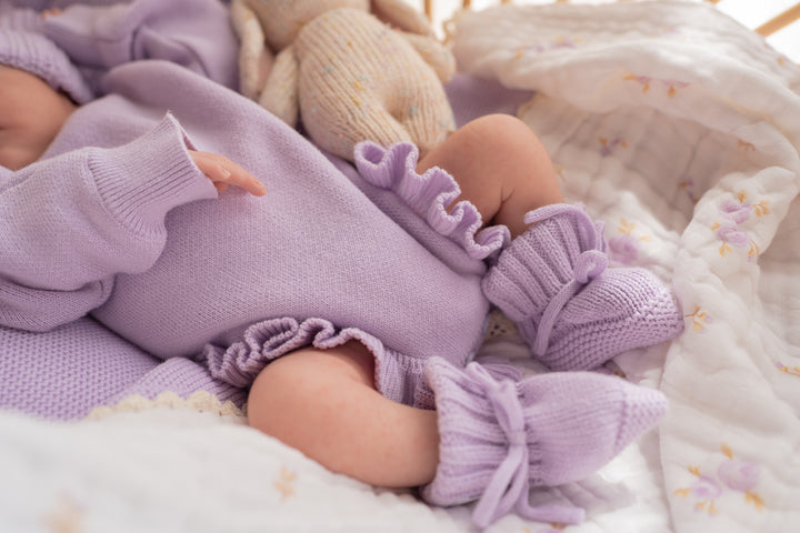 Frill Knit Romper | Pastel Lilac