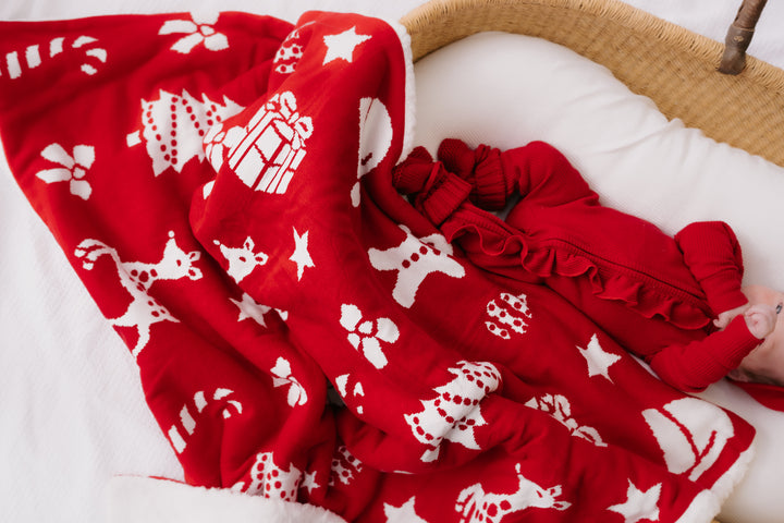 Knit Sherpa Blanket | Heirloom Christmas Rudolph