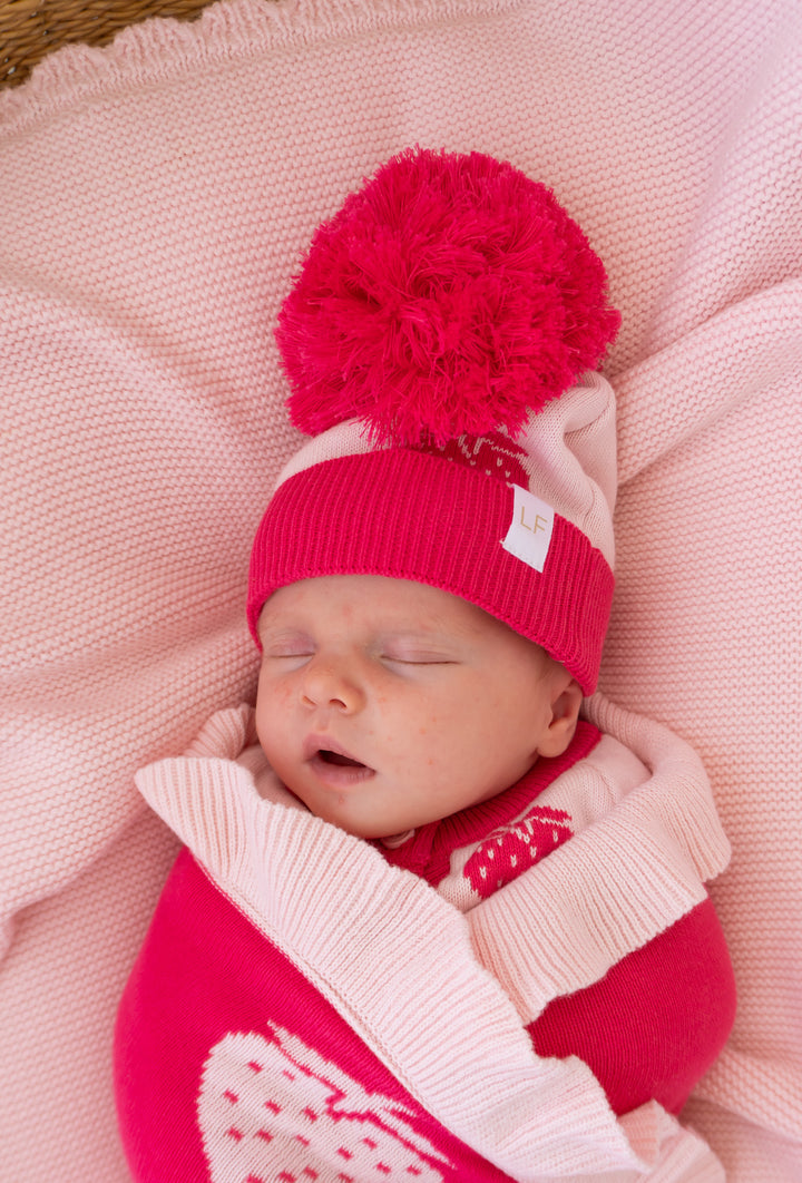 Knitted Pom Beanie | Strawberries