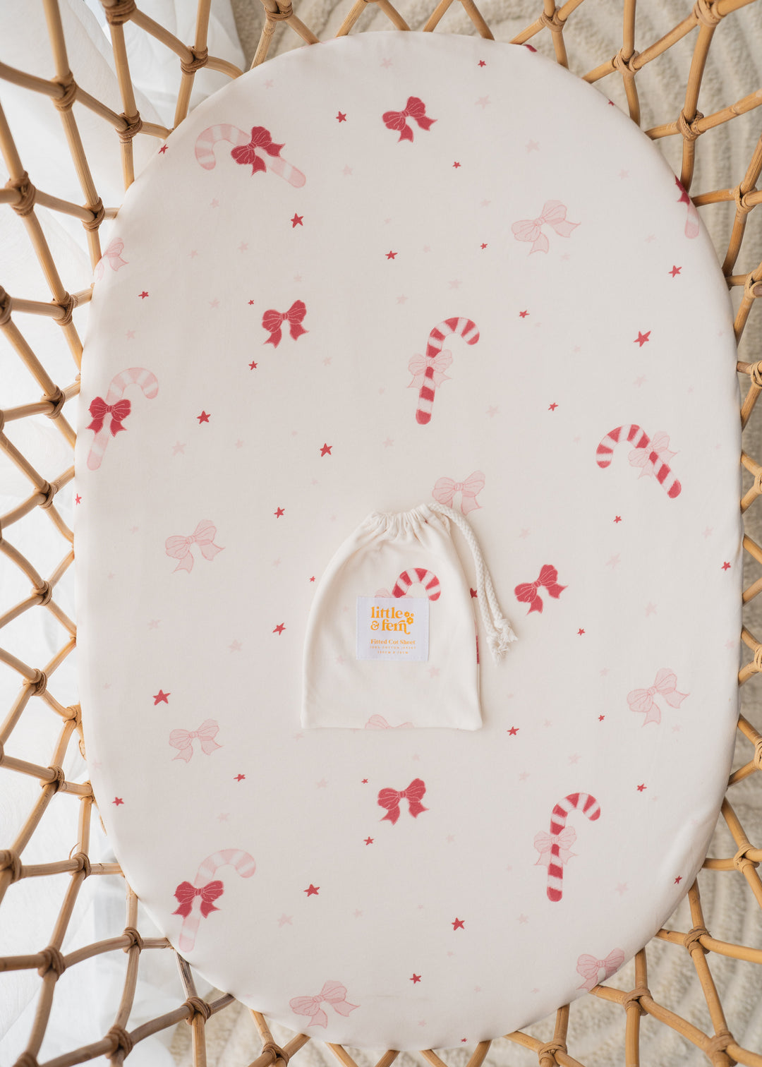 Bassinet Sheet | Candy Cane Bows | PRE-ORDER