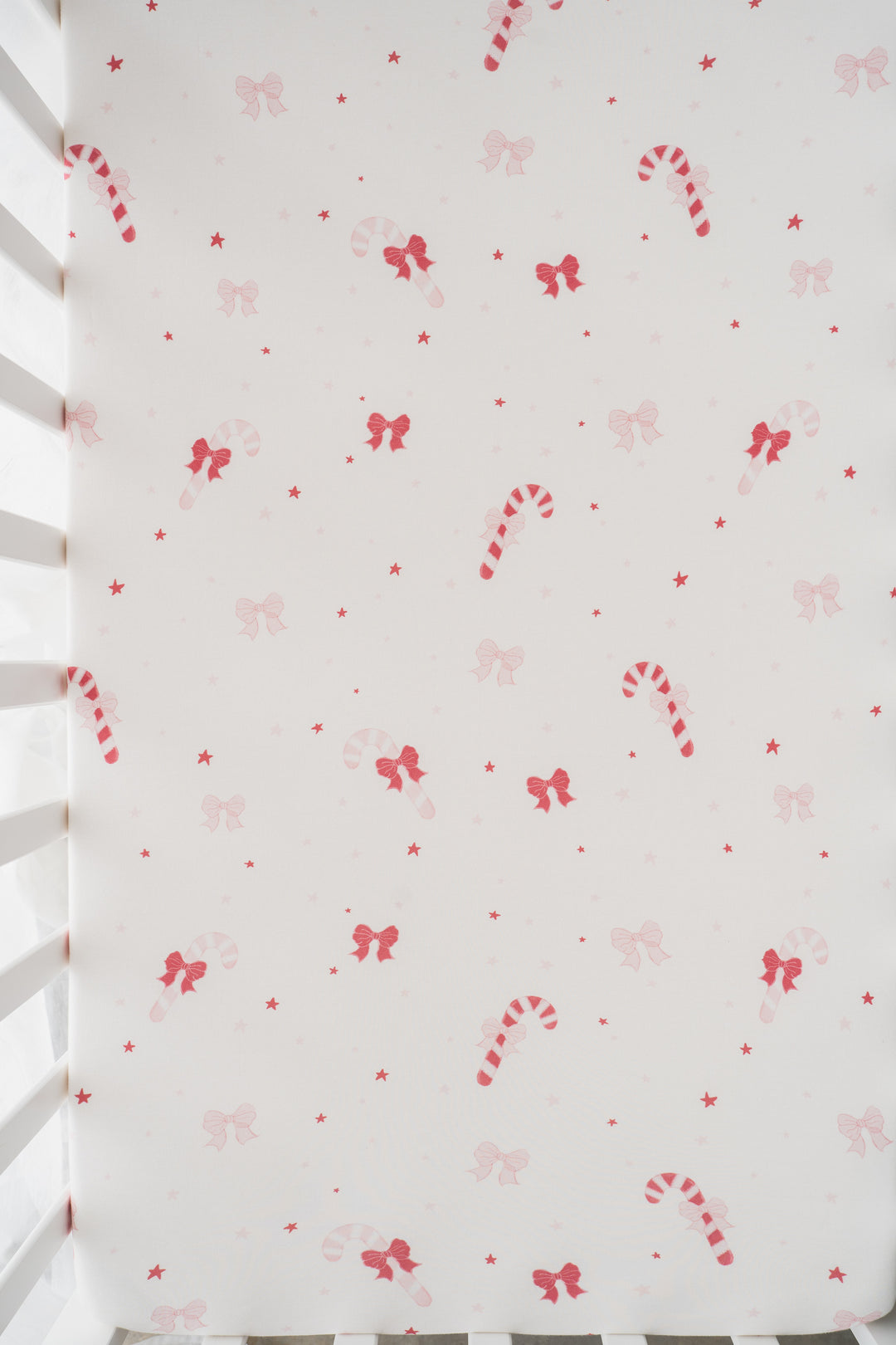 Cot Sheet | Candy Cane Bows | PRE-ORDER