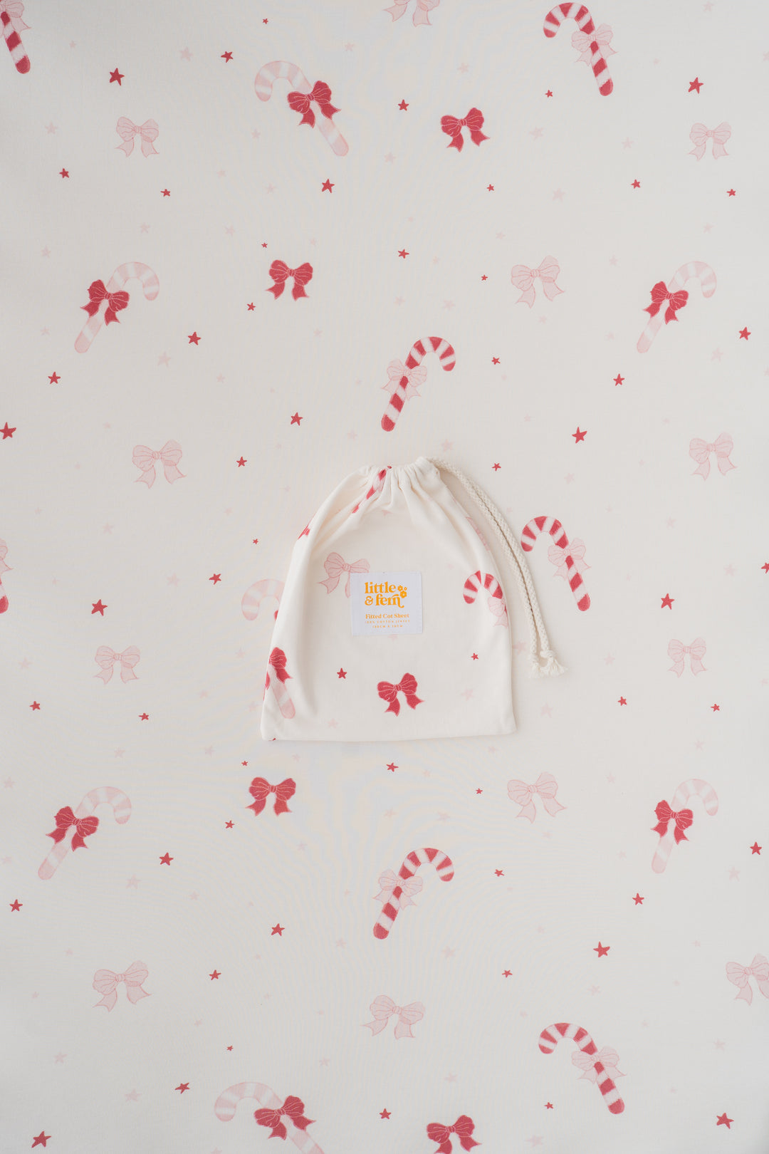 Cot Sheet | Candy Cane Bows | PRE-ORDER
