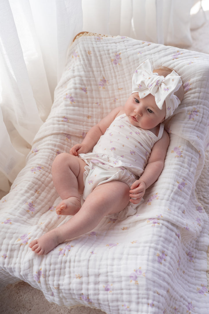 Gauze Lace Blanket | Lilac Floral
