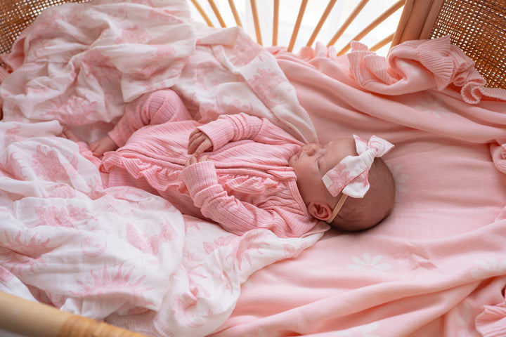 Frill Zip Romper | Peony Rib Pointelle