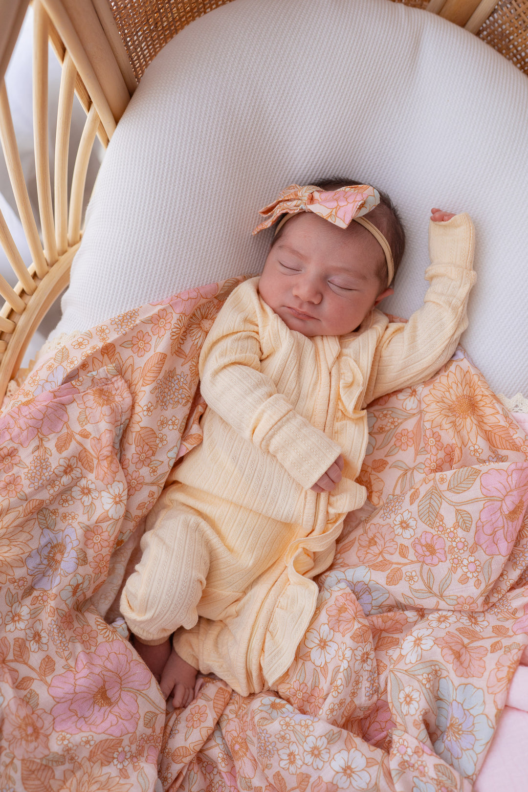 Frill Zip Romper | Pastel Lemon Rib Pointelle