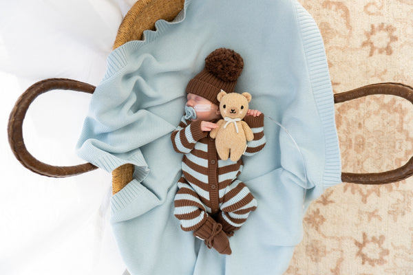 Chunky Knit Classic Romper | Choc Blue Stripe
