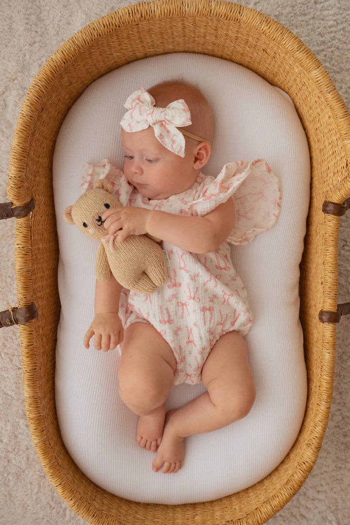 Frill Muslin Romper | Pink Bow Floral