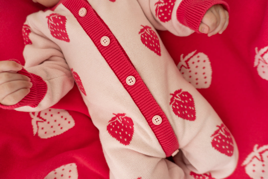 Knit Classic Romper | Strawberry