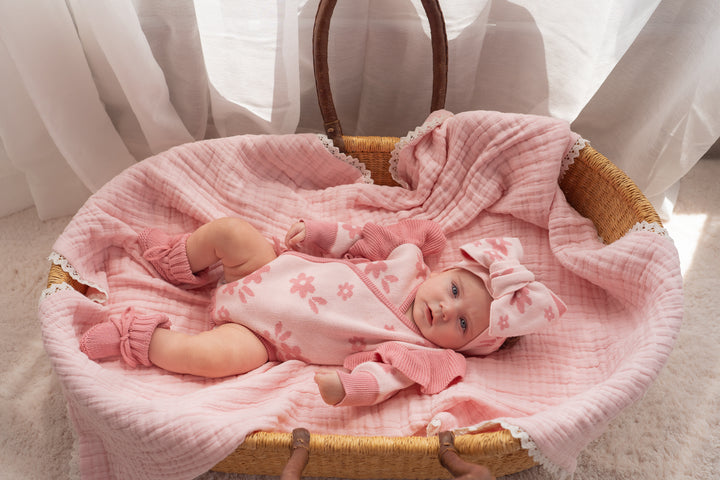 Knit Kimono | Daisy Floral Strawberry