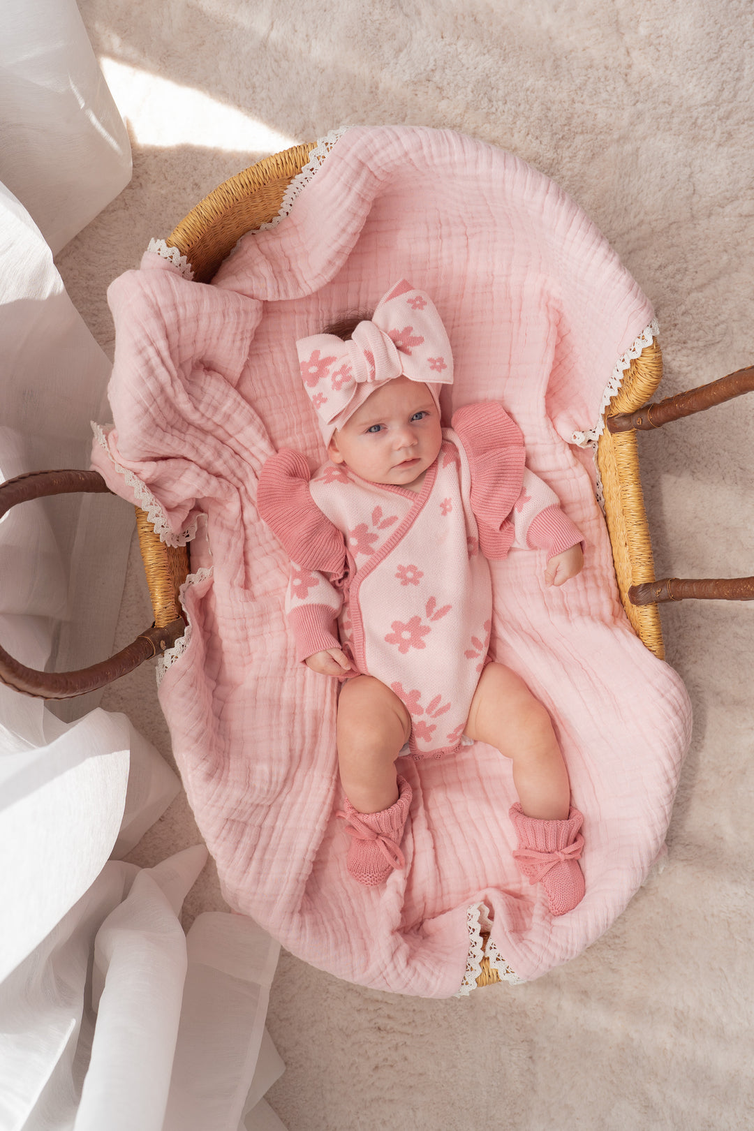 Knit Kimono | Daisy Floral Strawberry