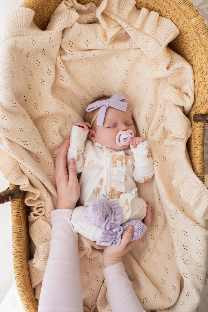 Frill Knit Blanket | Cream Pointelle