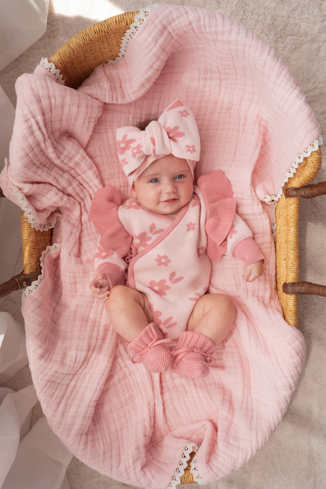 Knit Kimono | Daisy Floral Strawberry