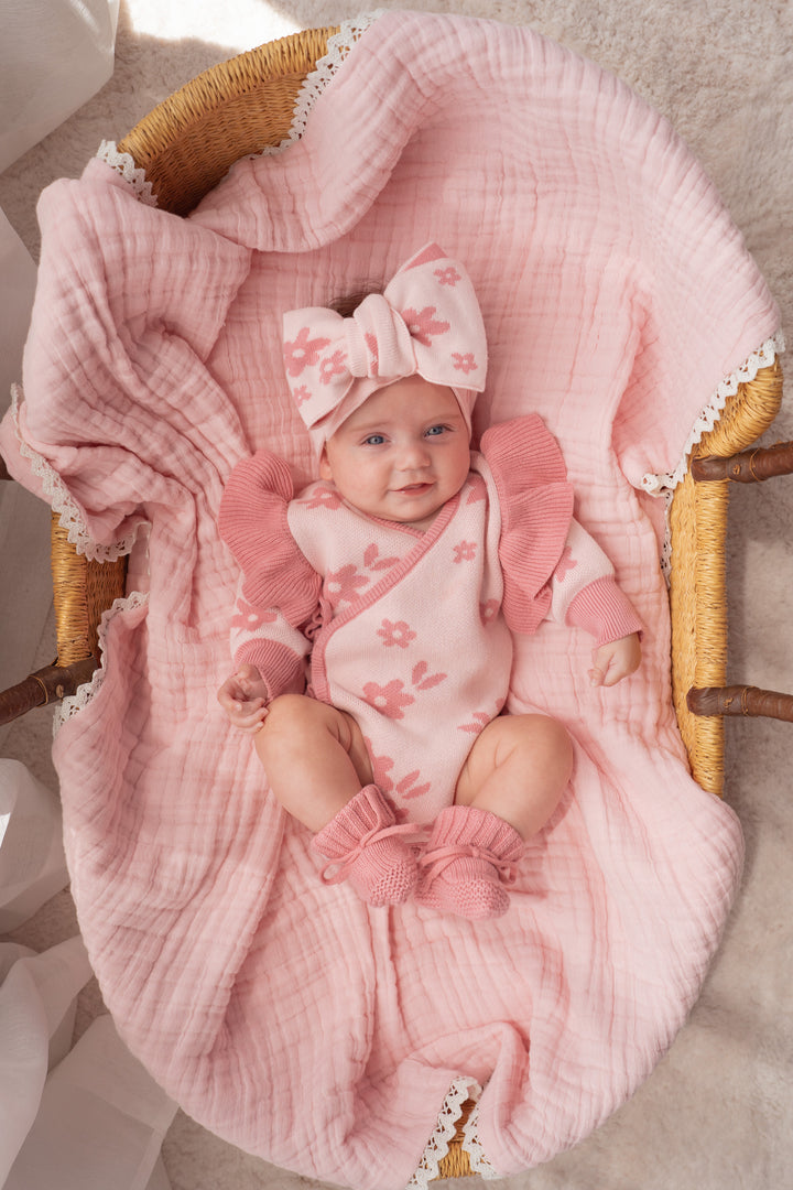 Knit Kimono | Daisy Floral Strawberry