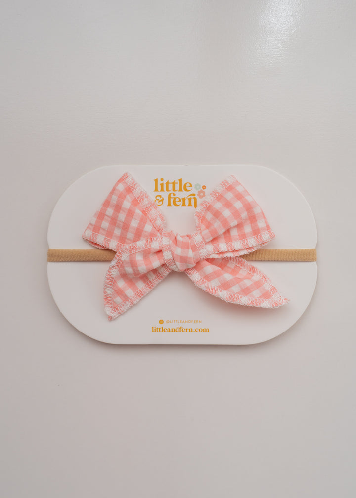 Bow Headband | Pink Gingham