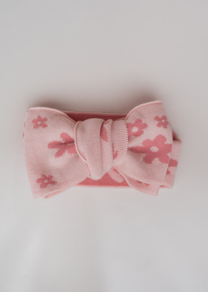 Knitted Oversized Topknot | Daisy Floral Strawberry