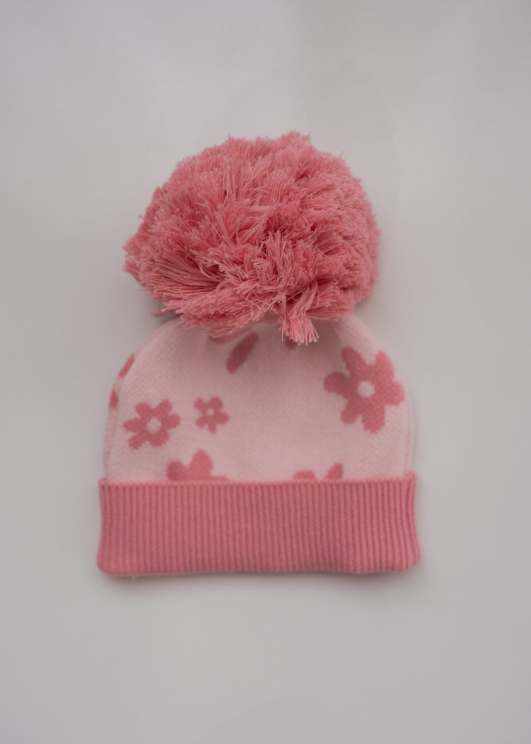 Knitted Pom Beanie | Daisy Floral Strawberry
