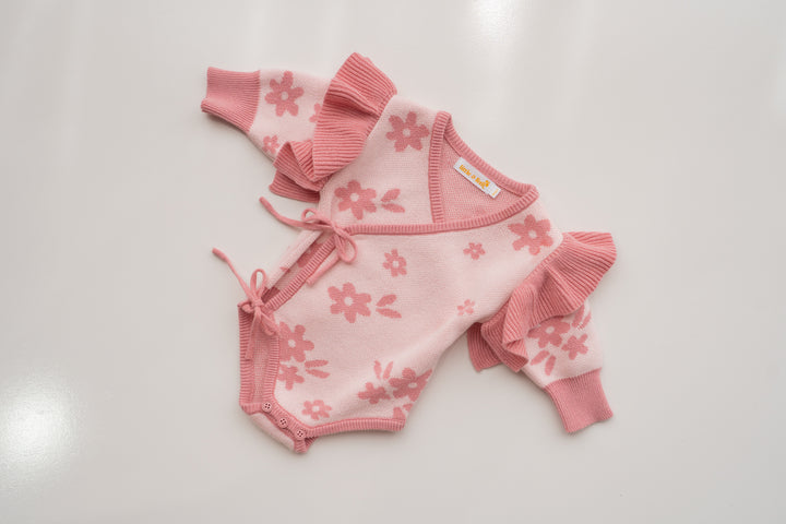 Knit Kimono | Daisy Floral Strawberry