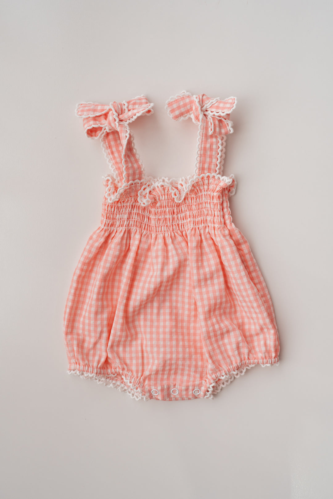 Tie Bubble Romper | Pink Gingham