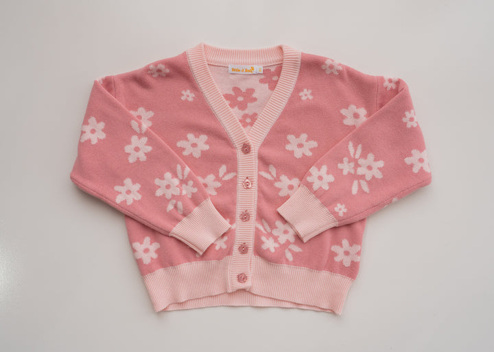 Knitted Cardigan | Daisy Floral Strawberry