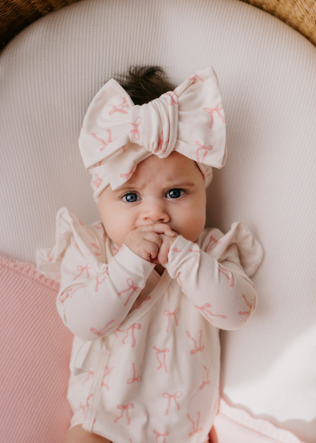 Kimono Onesie Pink Bows - Main Image
