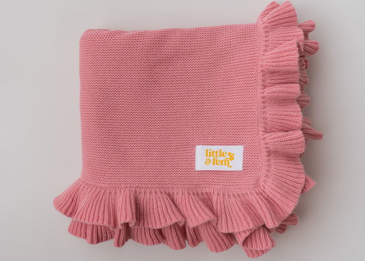 Frill Knit Blanket | Strawberry