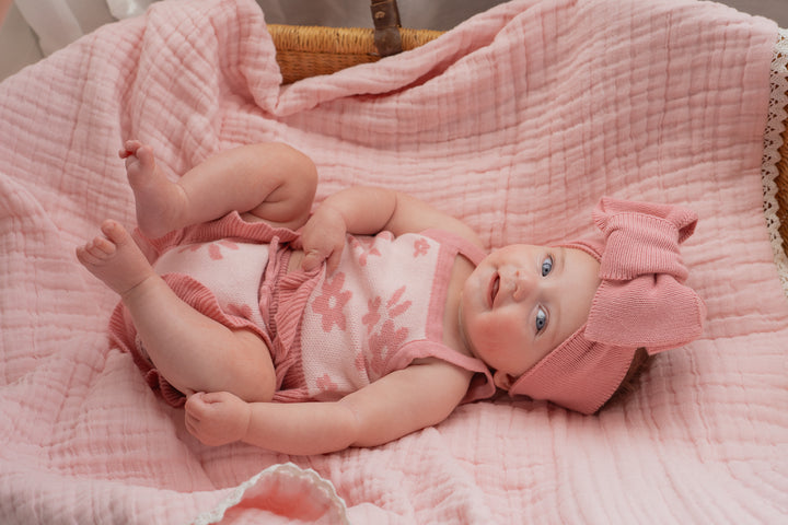 Knit Summer Set | Daisy Floral Strawberry